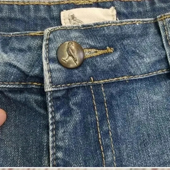 Anthropologie Distressed Denim Shorts Triangle Cutout Detail - Picture 3 of 8